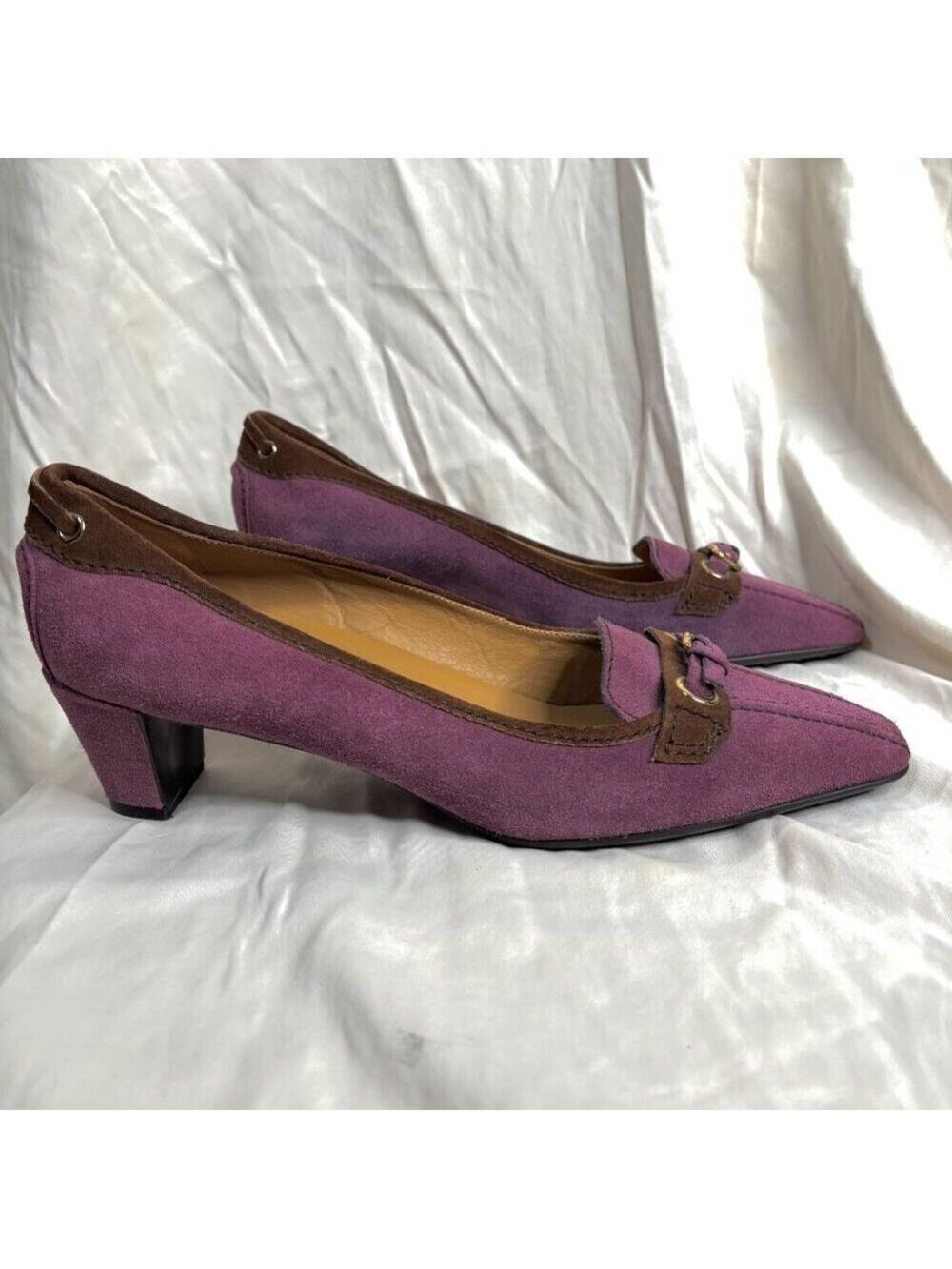 The Original Car Shoe Suede Heeled Loafer Pump Mauve Size 41